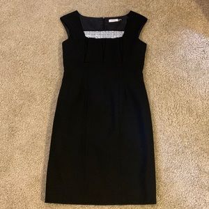 Calvin Klein Cocktail Little Black Dress w. Silver Design, Black Color, Size 10